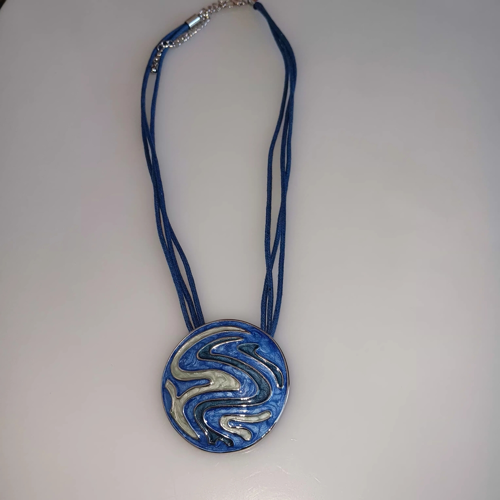 Elegant Blue and Silver Swirl Pendant Necklace